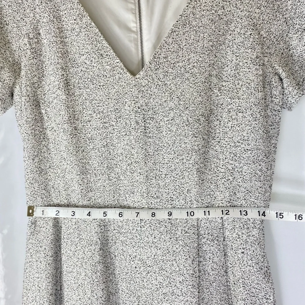 Club Monaco Black White Speckled Cotton Blend Fit Flare Dress Sz S Luxury Zipper - Picture 10 of 11